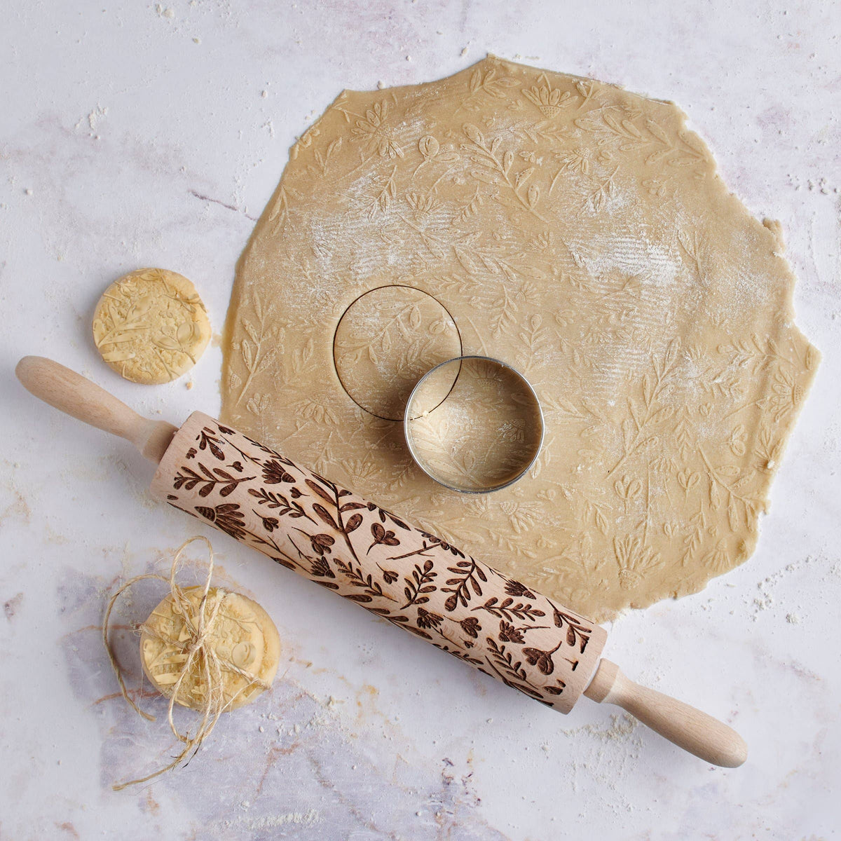 Floral Embossing Rolling Pin - Large