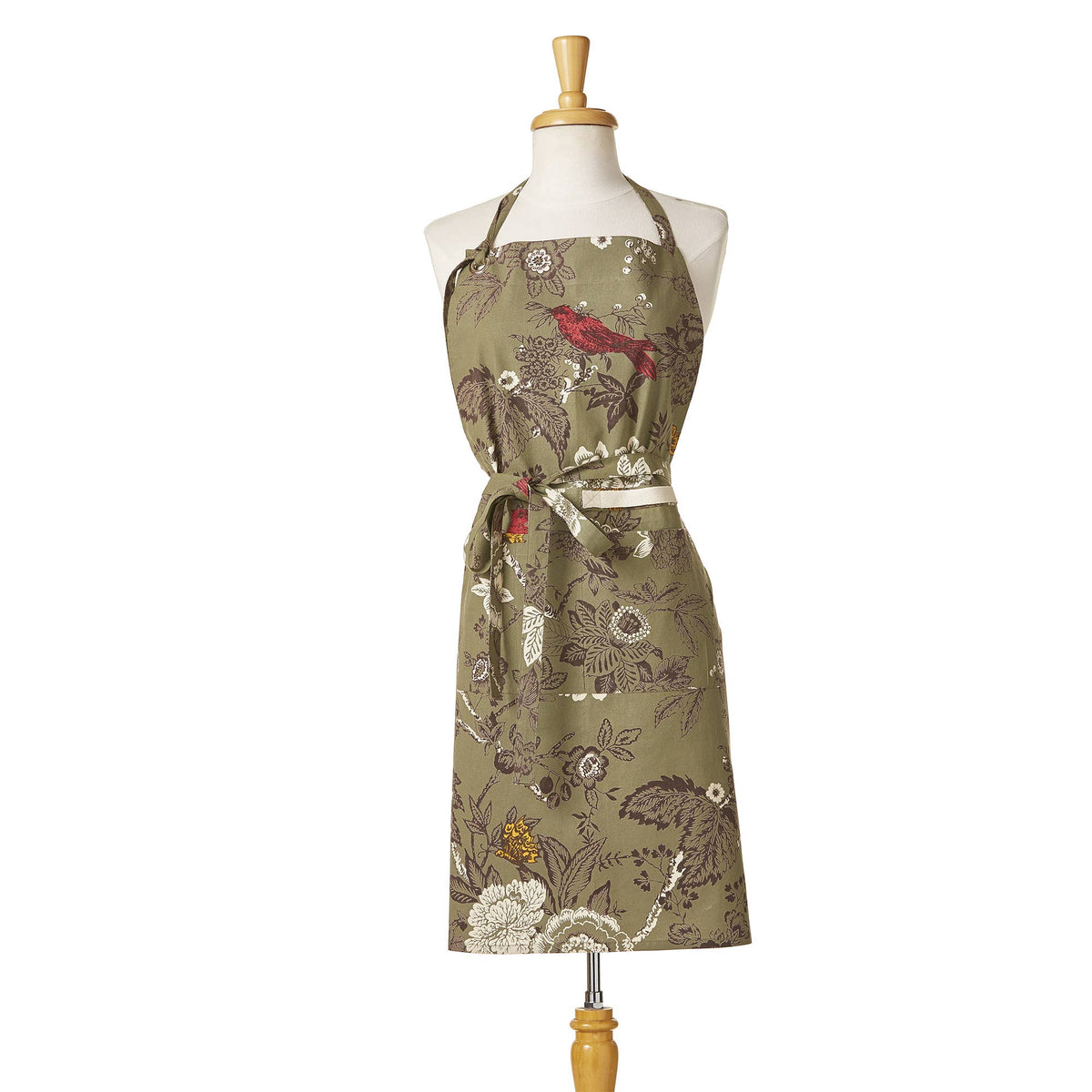 Green Autumn Toile Cotton Apron
