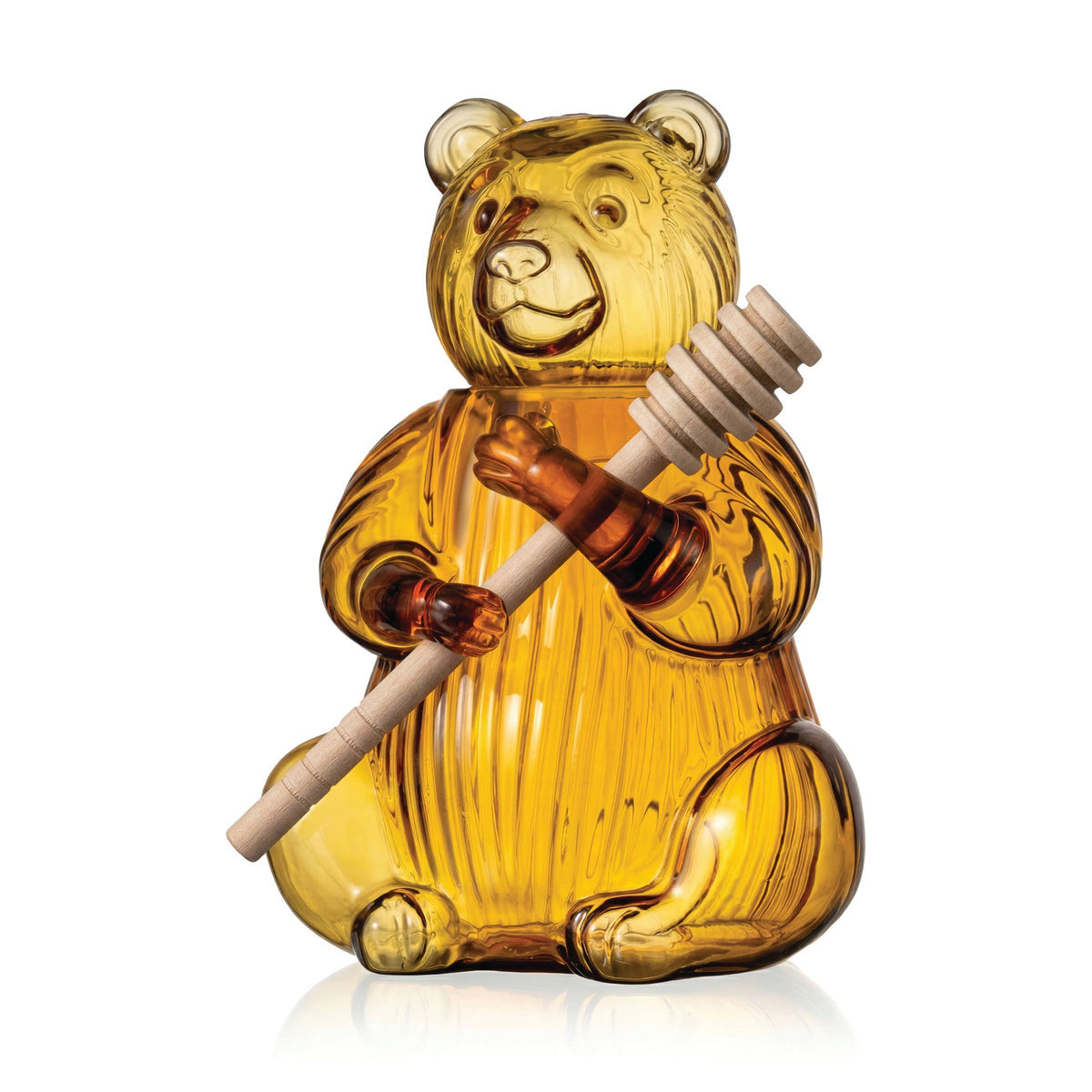 Bear Crystal Honey Jar with Wooden Dipper