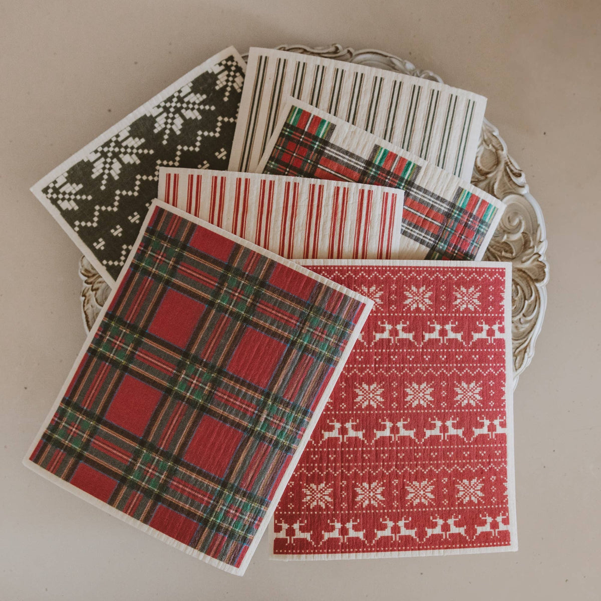 Holiday Pattern Swedish Dishcloths (Set of 6)