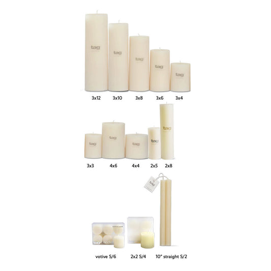 Chapel Wedding Pillar Candle 3x3 - White