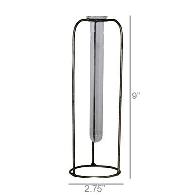 Archer Bud Vase, Glass and Metal