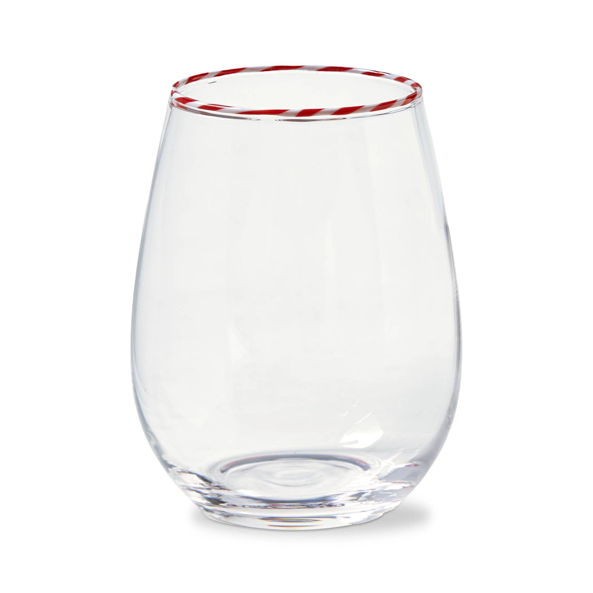 Peppermint Stripe Stemless Wine Glass Red Multi Borosilicate