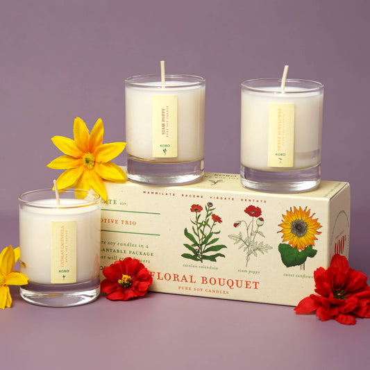 Floral Bouquet - Plant the Box Votive Candle Trio
