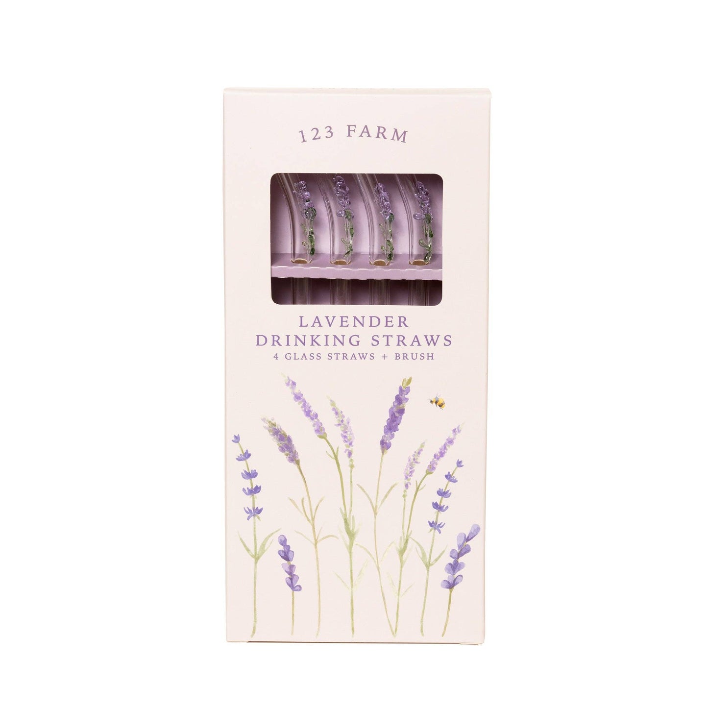 Lavender Drinking Straws – Glass with Lavender Sprigs 4-Pack