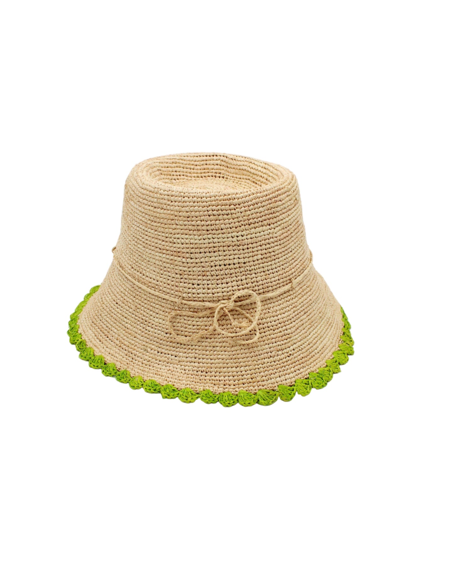 Crochet Bucket Straw Hats with Colored Edge