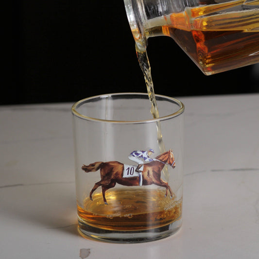 Racing Horse Rocks Glass