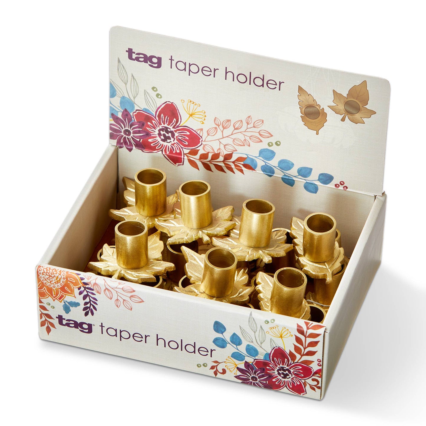 Fall Leaf Taper Holder Assortment Gold Aluminum