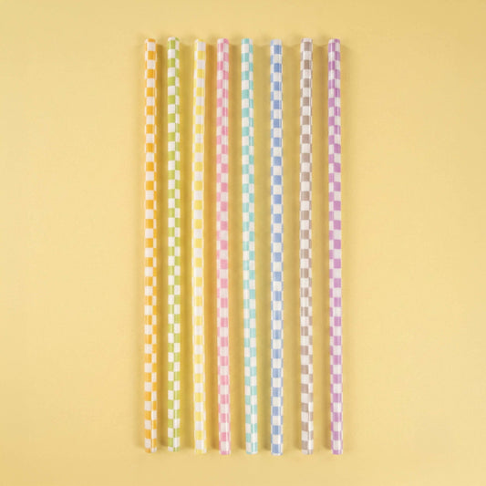 Checkered Reusable Straws - 24 Pack