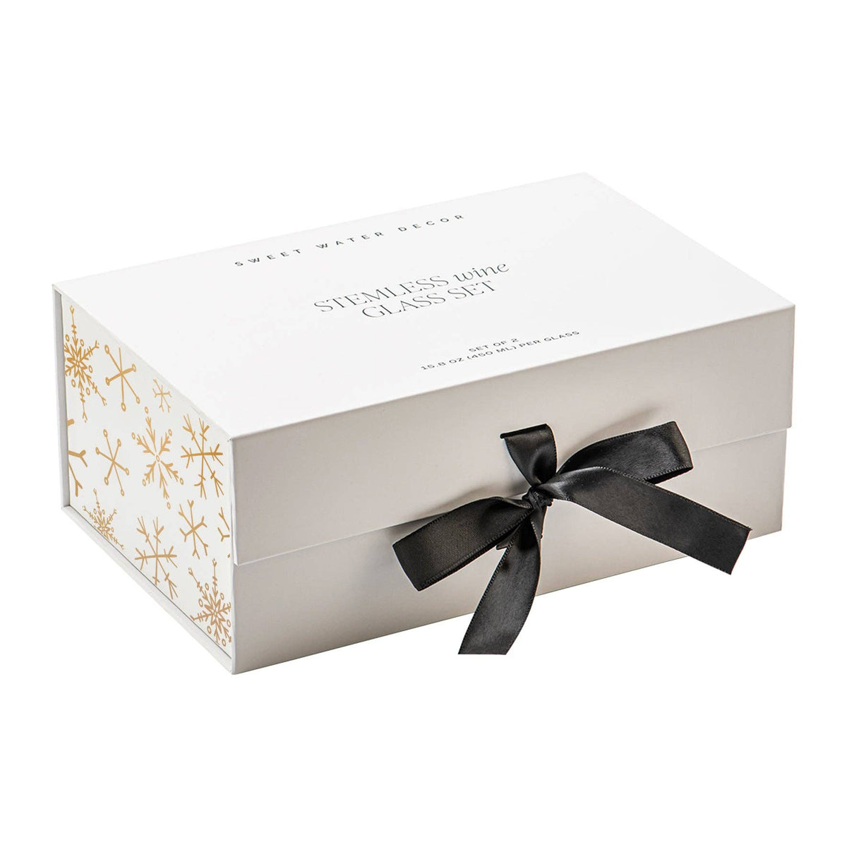 Snowflakes Stemless Wine Glasses, Boxed Set of 2