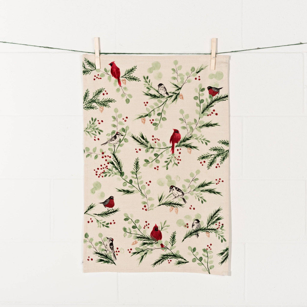 Forest Birds Christmas Dishtowel