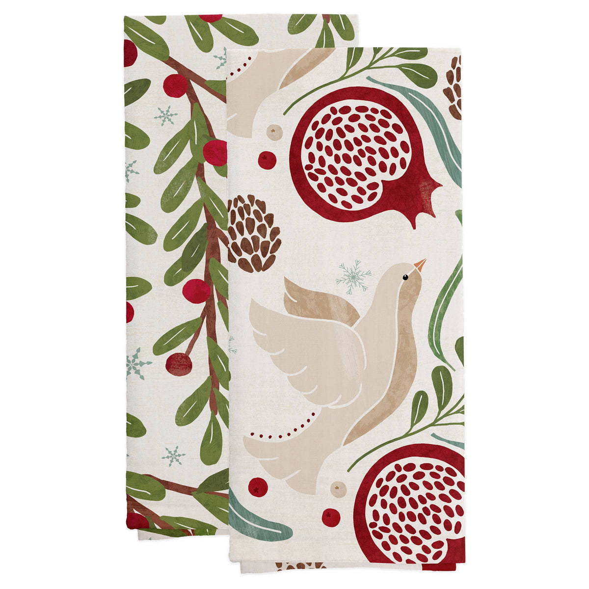 28" Winter Berry Cotton Tea Towels Christmas