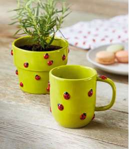 Garden Ladybug Mug Green Multi Earthenware Spring