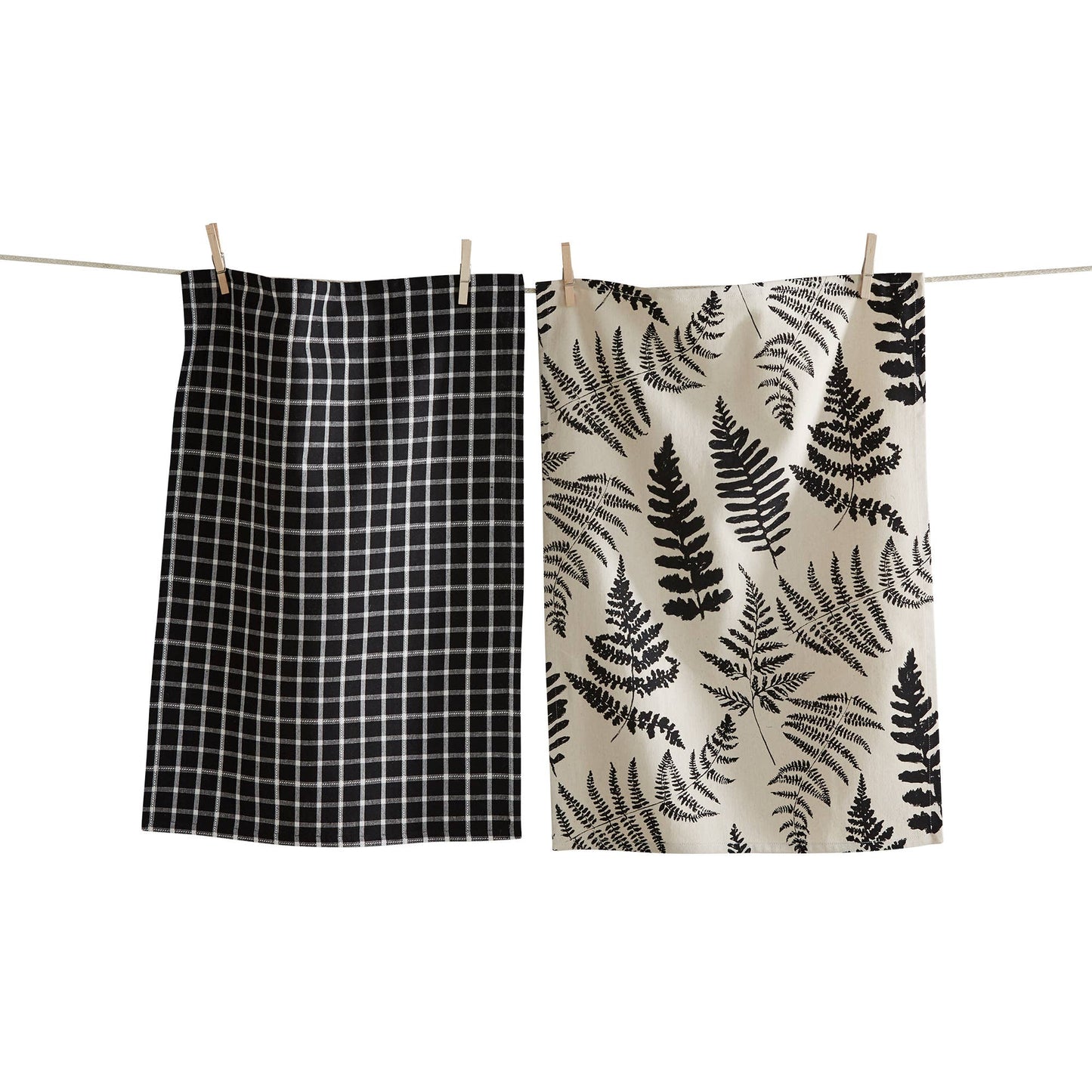 Fern Dishtowel Set of 2 - Black, Multi
