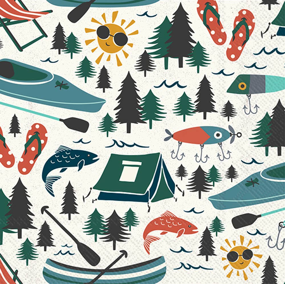 Paper Cocktail Napkin 20 Ct Lake Life Pattern