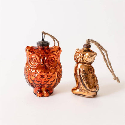 Mercury Glass Owl Ornaments two styles