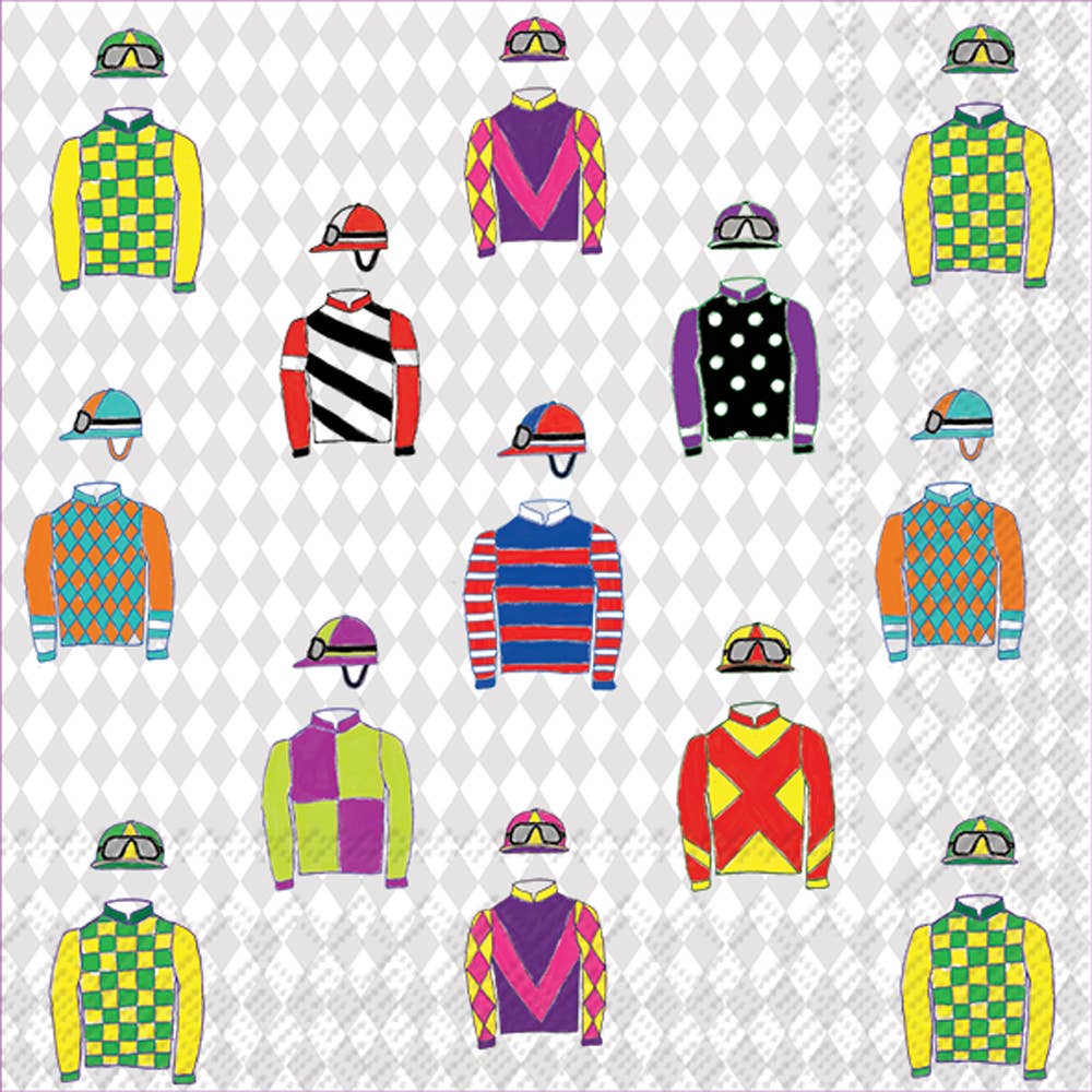 Paper Cocktail Napkins Pack 20 Jockey Silks Kentucky Derby