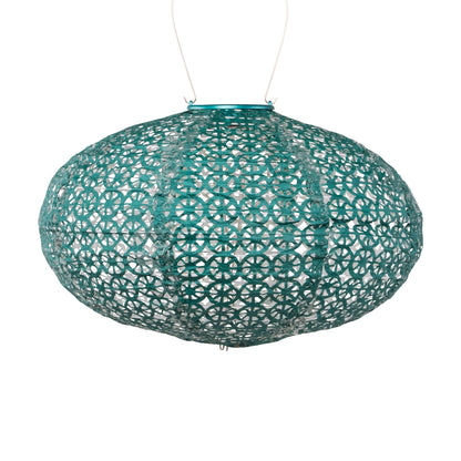 Stella Oval Wagon Wheel Solar Lantern - Met Emerald