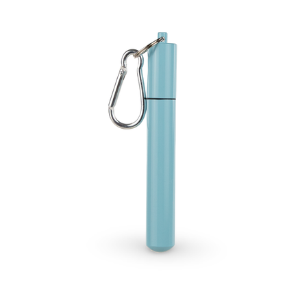 Collapsable Metal Straw Keychain w/ Cleaner