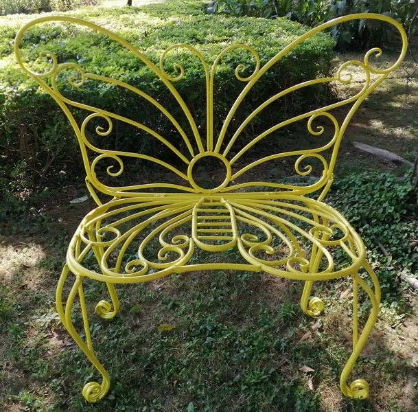 Yellow Metal Garden Butterfly Chair