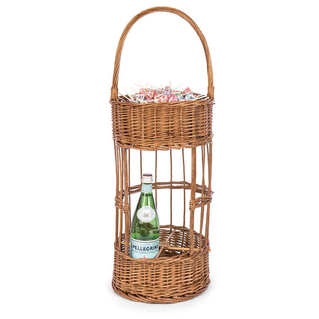 Round Boiled Willow Bar Caddy Basket Food & Drink Display