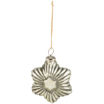 Silver Star Glass Ornament