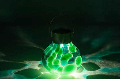 'Teal' Tea Lantern - Glass Outdoor Solar Lantern