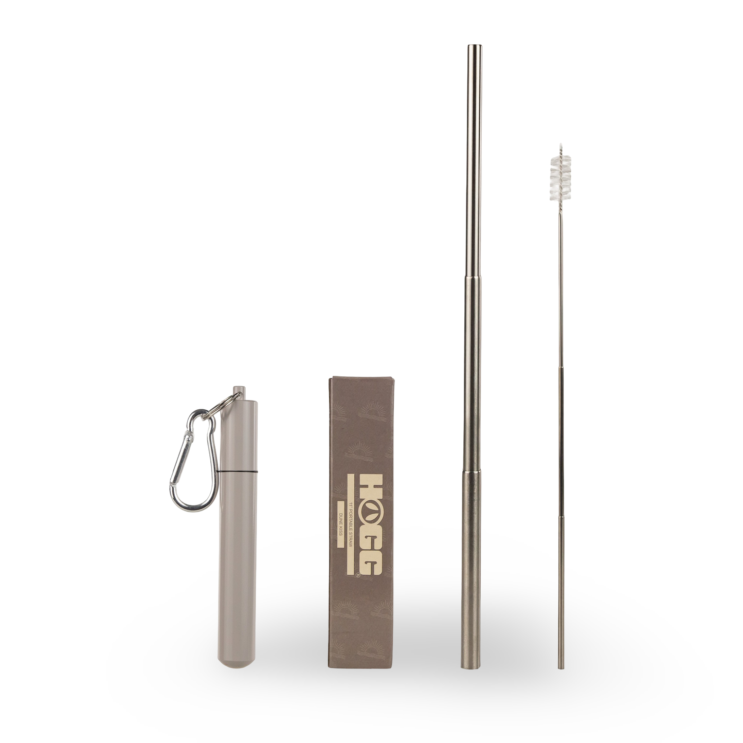 Collapsable Metal Straw Keychain w/ Cleaner