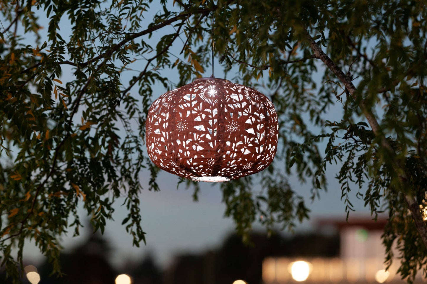 Stella Square Sunflower 11" Solar Lantern - Clay
