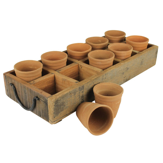 Campo Wood Caddy with 10 Clay Cups