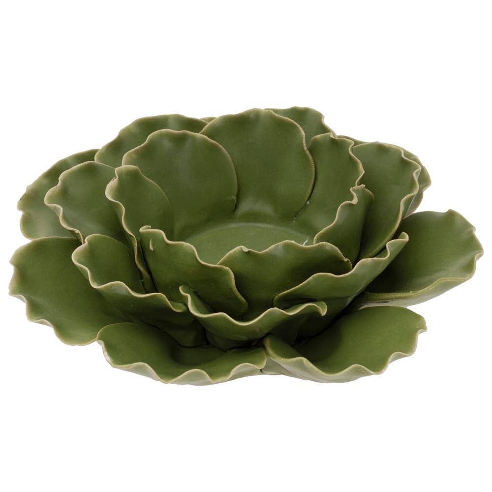 7" Dia Sage Lotus Tealight Candle Holder