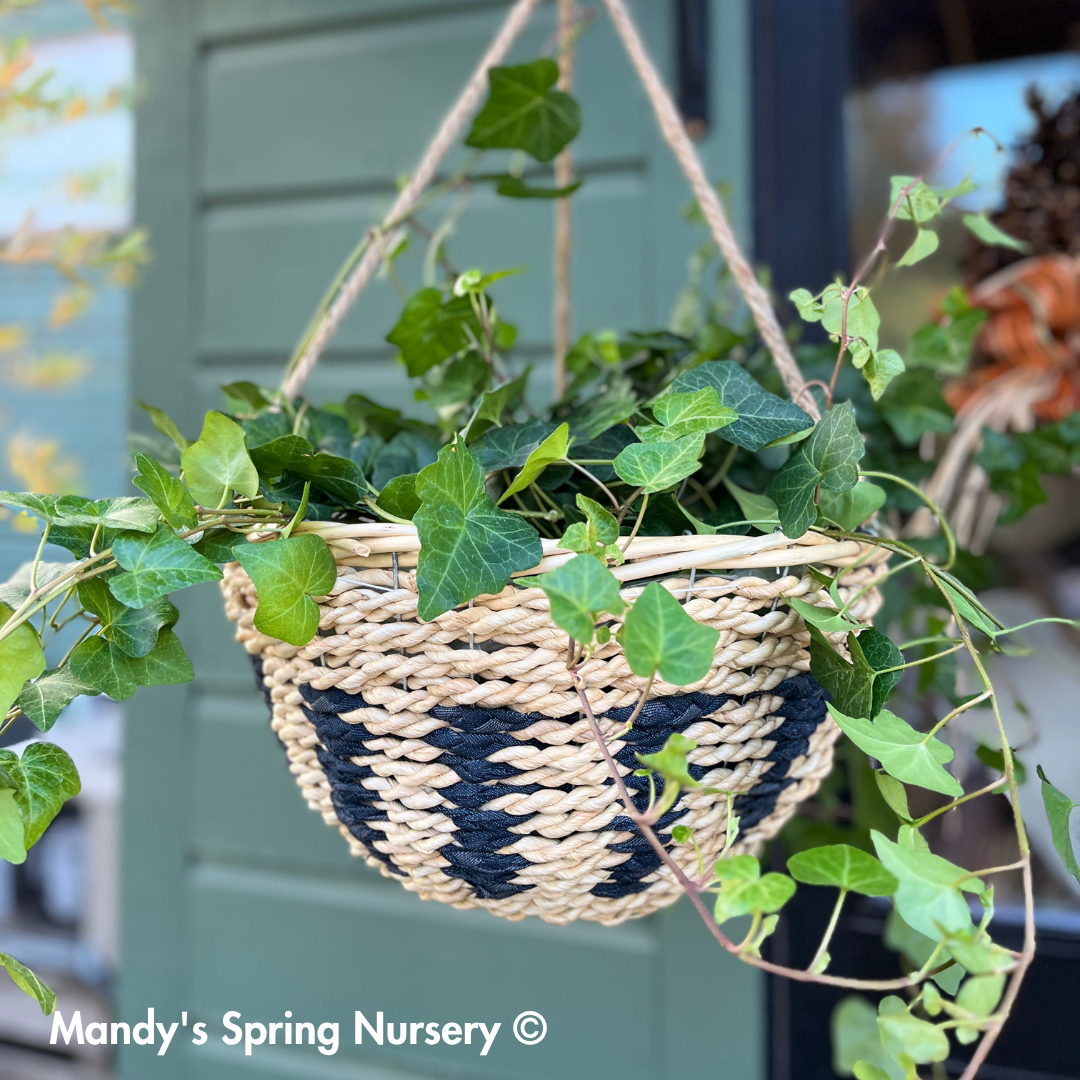 Reclaimed Denim & Fabric Hanging Basket