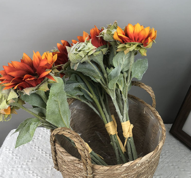 16''T Silk Sunflower Bouquet, Fall Color Sunflower