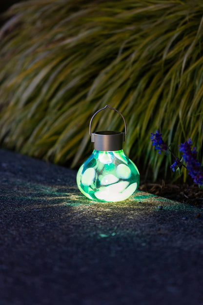 'Teal' Tea Lantern - Glass Outdoor Solar Lantern