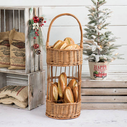 Round Boiled Willow Bar Caddy Basket Food & Drink Display