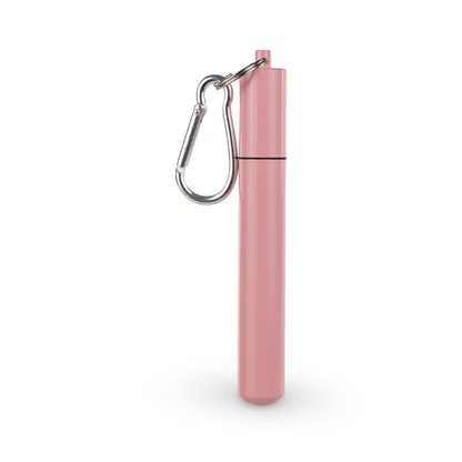 Collapsable Metal Straw Keychain w/ Cleaner
