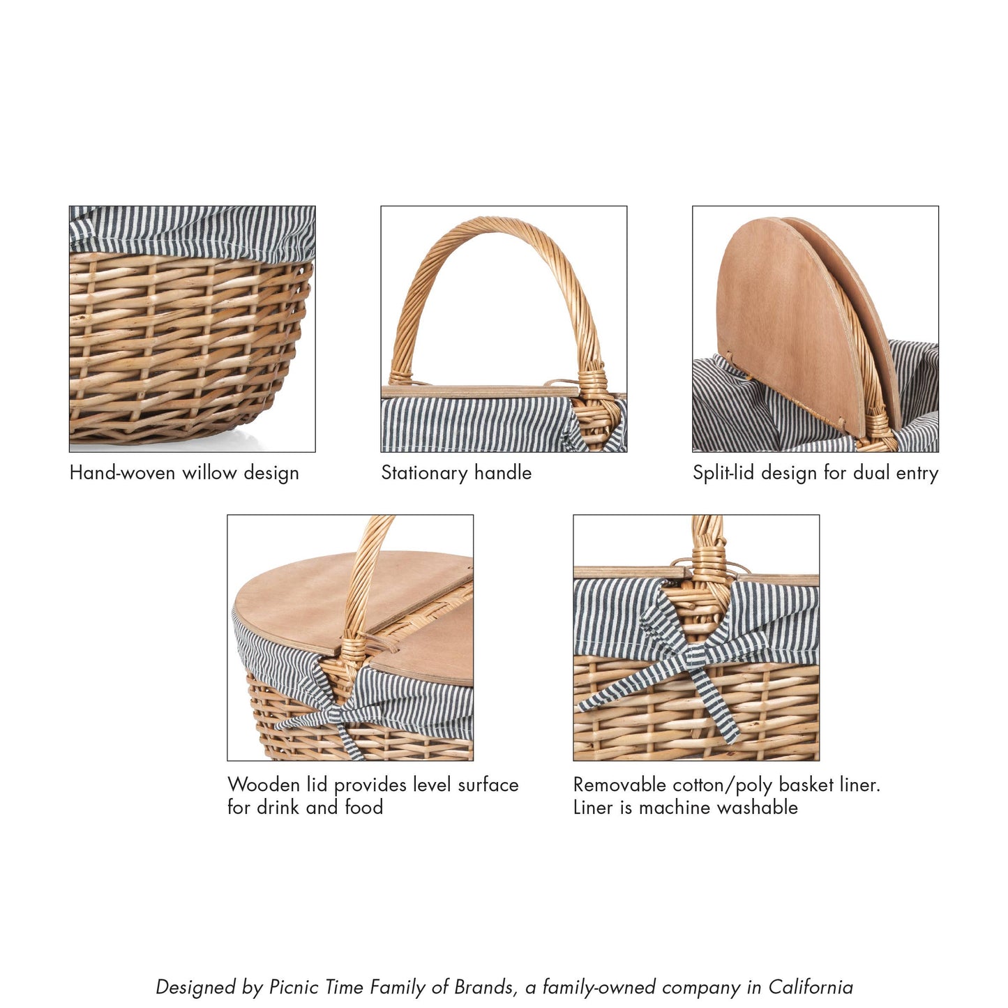 Country Vintage Picnic Wicker Basket
