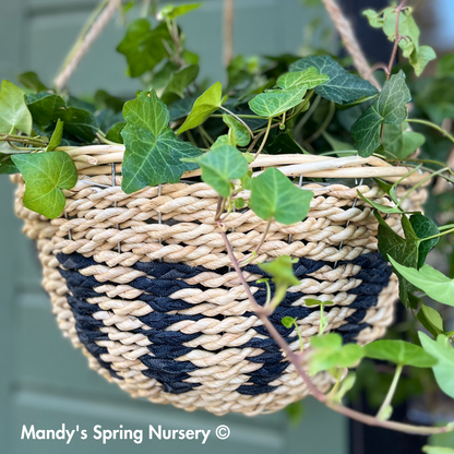 Reclaimed Denim & Fabric Hanging Basket