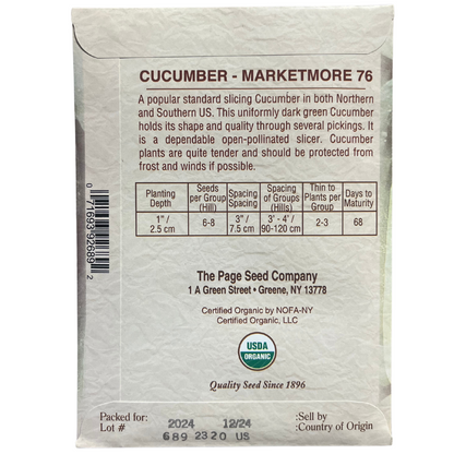 Organic Cucumber - Marketmore (Slicer)
