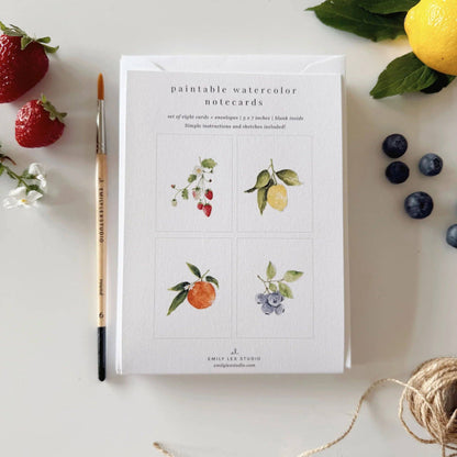 Fruit paintable watercolor notecard set