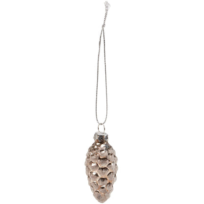 Glass Pinecone Christmas Ornament Set