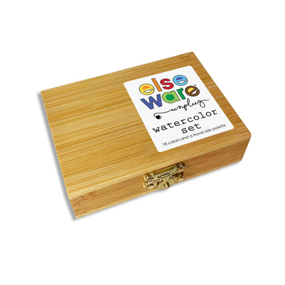 Watercolor Set - Eco-Friendly Bamboo Box - 18 Colors
