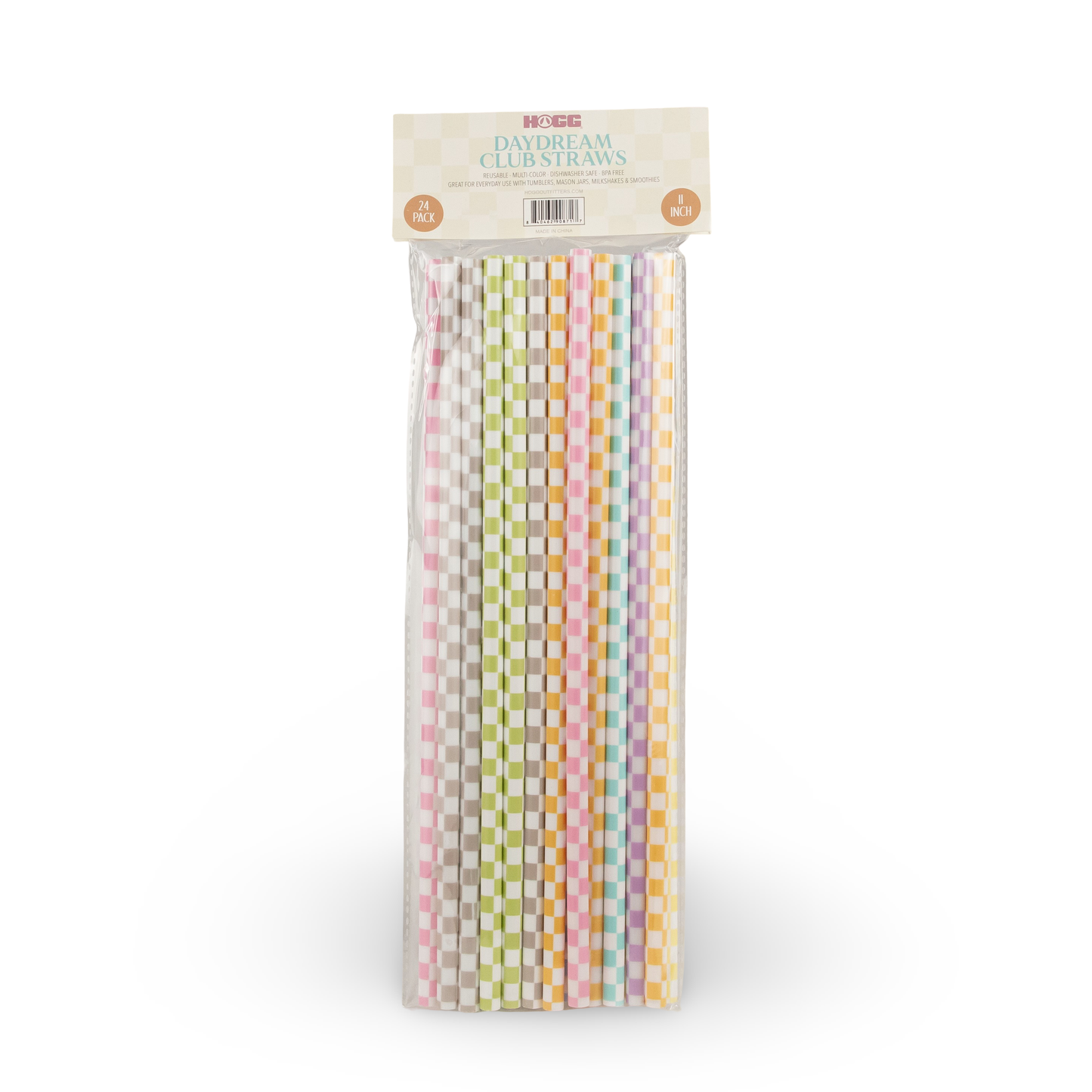 Checkered Reusable Straws - 24 Pack