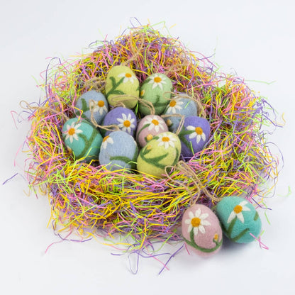 Ornament - Easter Eggs with Embroidered Flowers