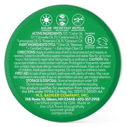 Badger Bug Repellent Tin, Organic and Deet-Free