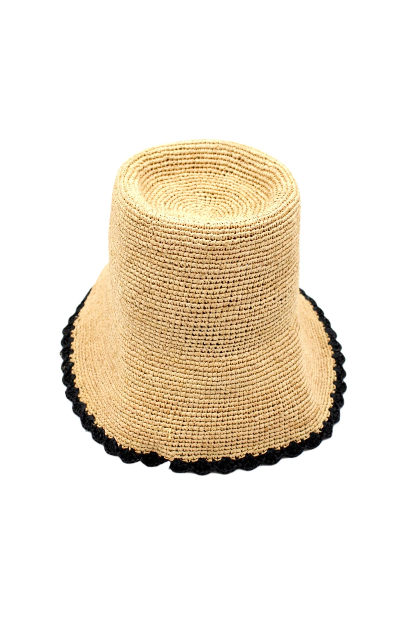 Crochet Bucket Straw Hats with Colored Edge