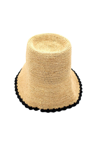 Crochet Bucket Straw Hats with Colored Edge