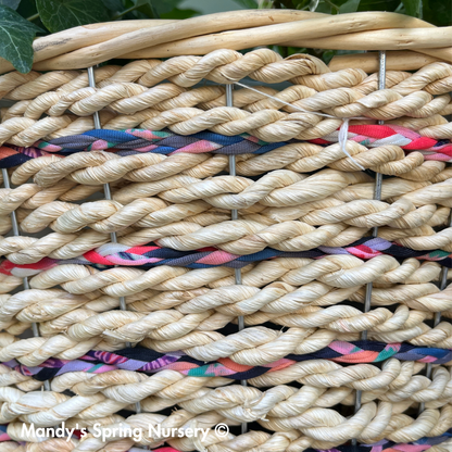 Reclaimed Denim & Fabric Hanging Basket