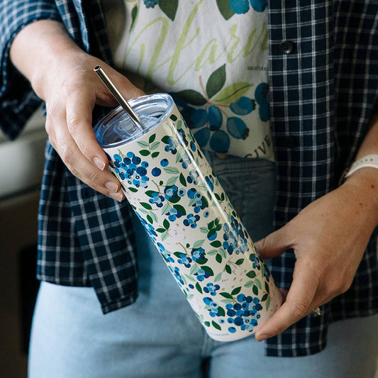 Blueberry Field 20oz Stainless Steel Skinny Tumbler