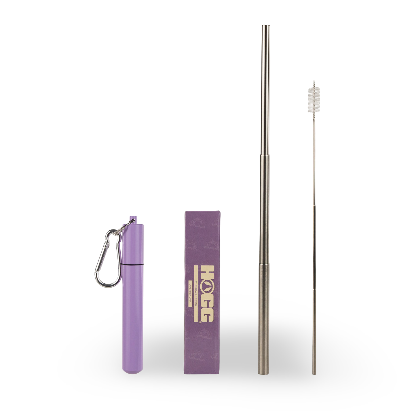 Collapsable Metal Straw Keychain w/ Cleaner